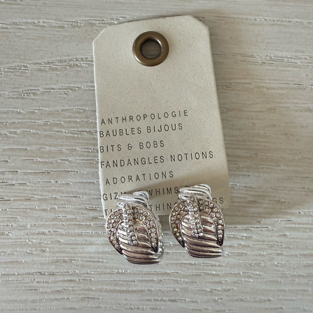 ANTHROPOLOGIE PAVÉ RIBBED BUCKLE EARRINGS